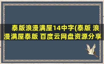 泰版浪漫满屋14中字(泰版 浪漫满屋泰版 百度云网盘资源分享)